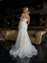 Beaded lace trumpet wedding dress