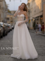 delicate crystal beaded sweetheart wedding dress