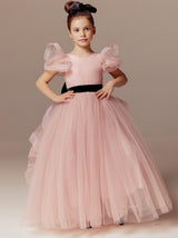 Junior bridesmaid dress with detachable train