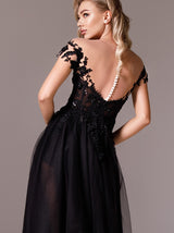 Floral Lace off shoulder Black wedding Dress