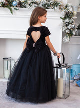 Heart back velvet occasion dress for girls