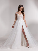 short sleeve Botanical Lace Bidal Gown