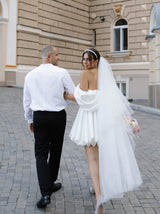 Bubble hem wedding reception mini dress