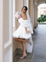 Bubble hem wedding reception mini dress