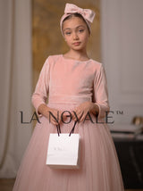 Simple velvet flower girl dress with long sleeves