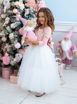 Simple velvet and tulle flower girl dress