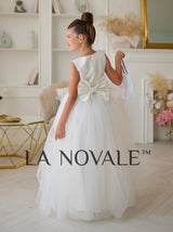 Classic sleeveless flower girl dress with rhinestone sash