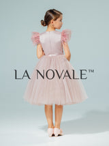 Simple short flower girl tutu dress with flower sash