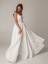 Staghetti straps illusion wedding dress
