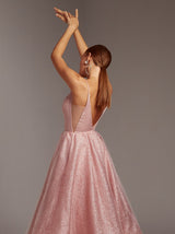 low back plunge evening dress