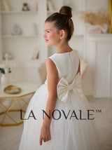 Classic sleeveless flower girl dress with rhinestone sash