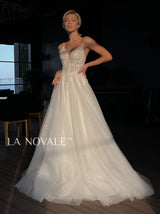 Botanical lace sparkle A-line wedding dress