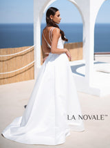 Simple minimalist panel waist wedding dress