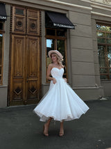 1950s inspired tea length sparkle wedding dress