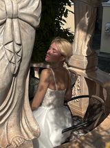 Bustier ivory wedding dress with crystal decor