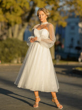 sparkle ballerina wedding dress with long sleeve shrug