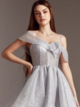 Off shoulder sparkle wedding dress