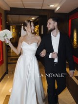 Cat Eye Strapless Draped Wedding Dress