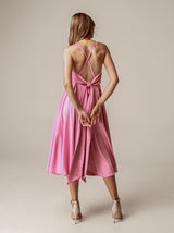 tie back flared bridesmaid dress