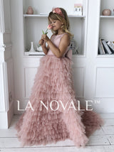 Princess flower girl dress in blush