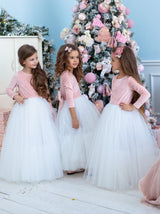 Simple velvet and tulle flower girl dress