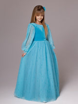 Modest velvet junior bridesmaid dress