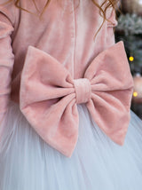 Simple velvet and tulle flower girl dress