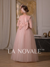 Simple velvet flower girl dress with long sleeves