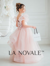 Kids shimmering pageant dress with butterfly sleeves