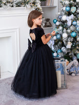 Heart back velvet occasion dress for girls