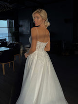 Botanic lace sparkle A-line wedding dress