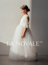 Bohemian flower girl dress with French lace