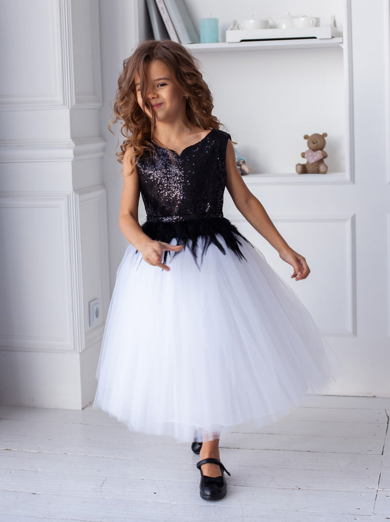 Black and white ballerina dress for girls