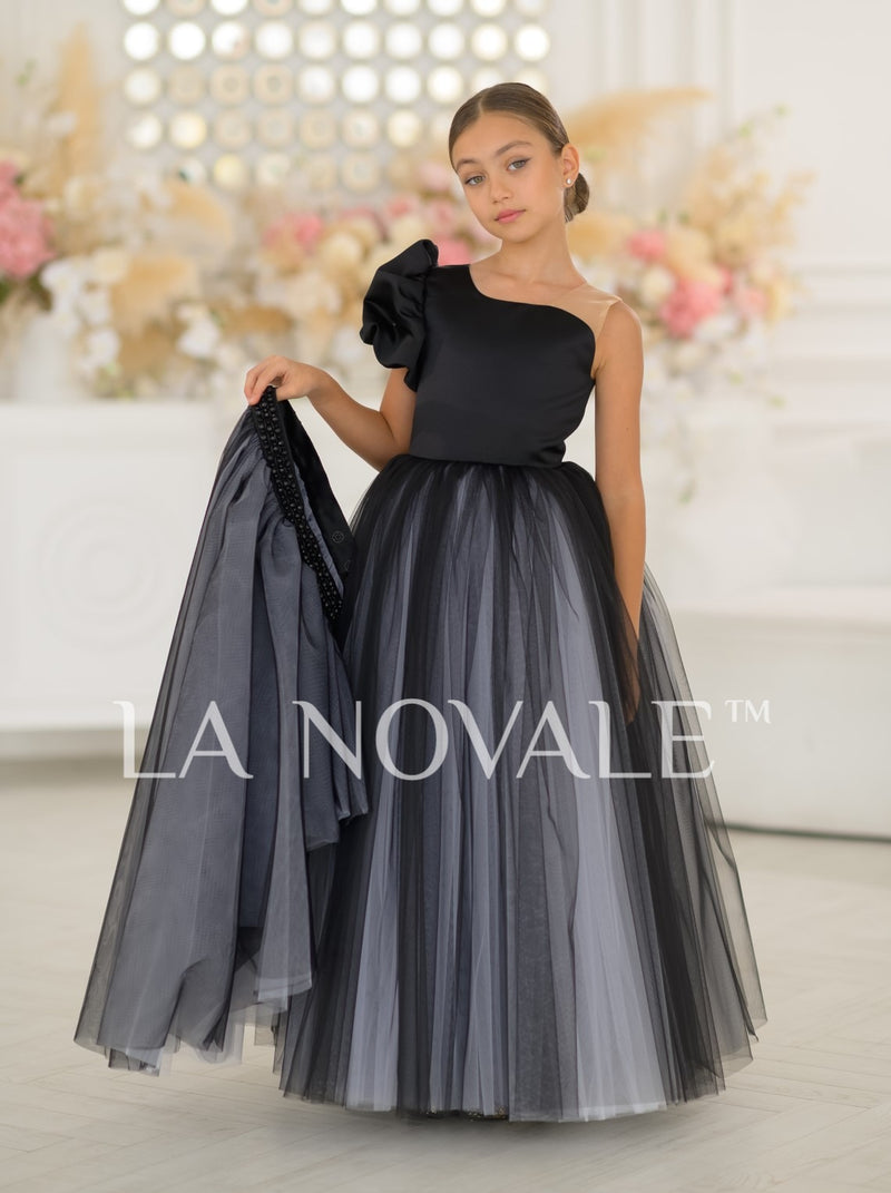 one shoulder pageant ball gown for girls