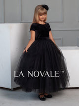 Kids formal occasion velvet dress for winter ceremonies