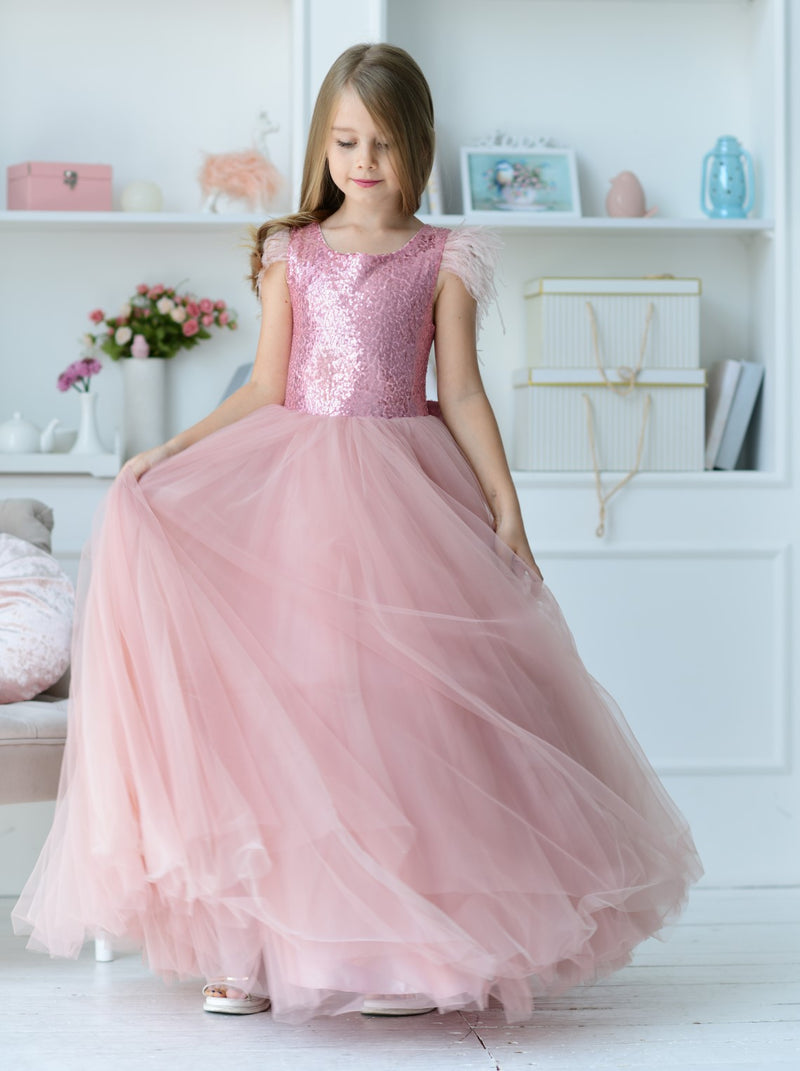 Sequin and tulle junior bridesmaid dress La Novale Atelier Sequin and tulle junior bridesmaid dress La Novale Atelier