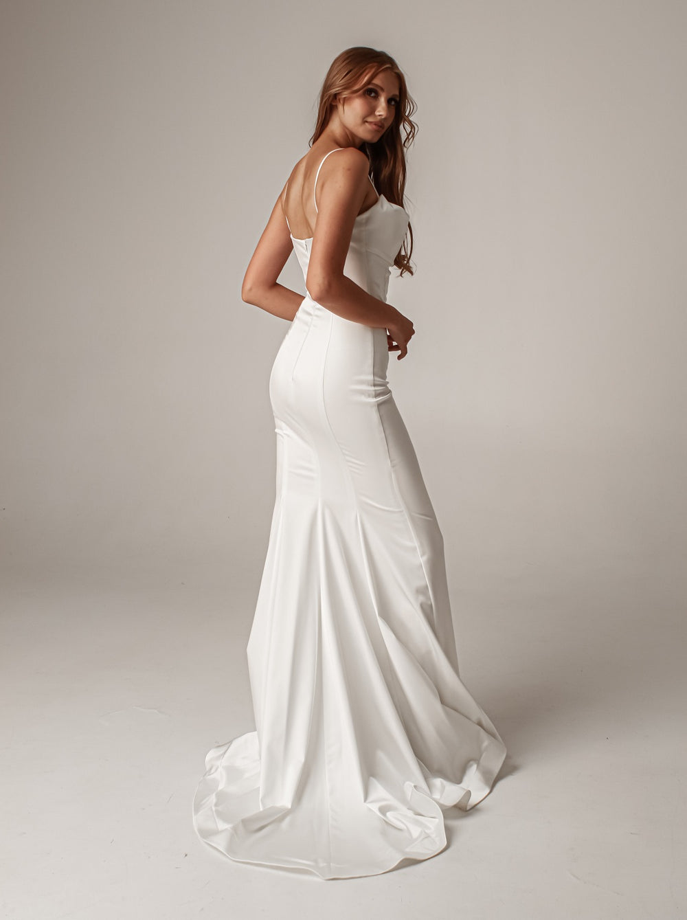 chinese dress ladies Cowl neck Satin mermaid wedding dress – La Novale Atelier