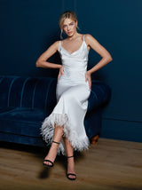 Bridal shower slip dress with ostrich feathers