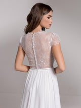 Bohemian Chiffon Wedding Dress with lace back
