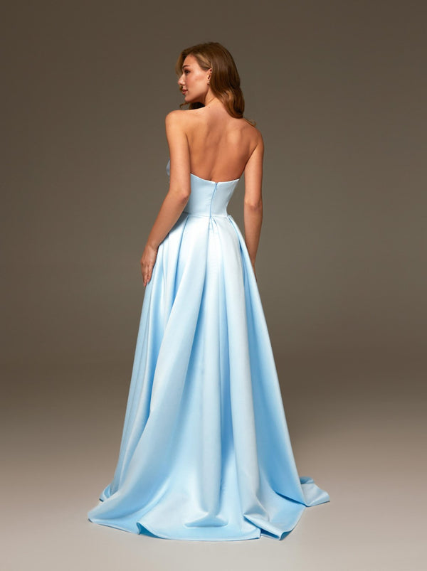 Minimal Chic Strapless Bridal Gown in Light Blue