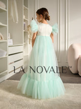 Rustic flower girl dress in mint green