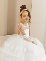 Bohemian lace flower girl dress with long sleeves