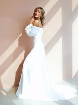 Peasant sleeve relaxed casual wedding dress