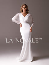 crepe minimalist wedding dress with dolman sleeve