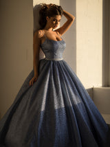 Sparkle ball gown dress with crystal sash