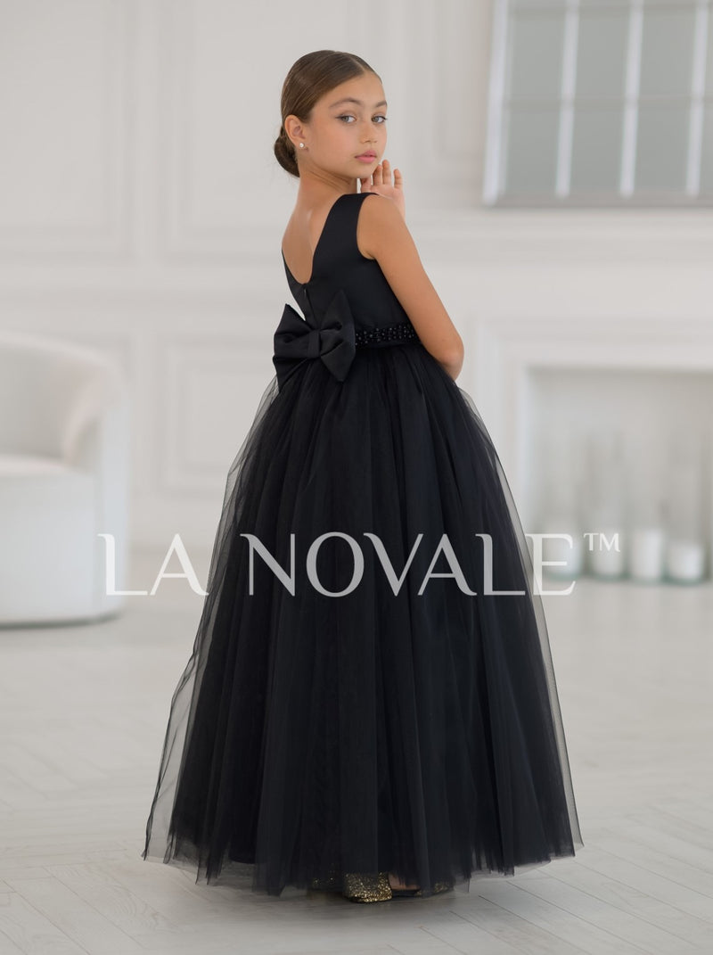 elegant flower girl dress with rhinestone sash