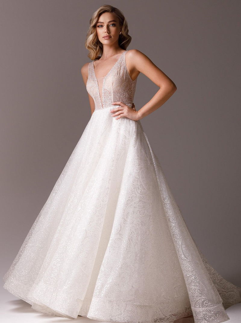 Sparkle champagne wedding dress – La Novale Atelier