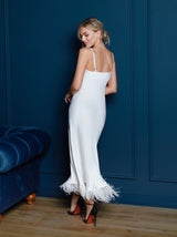 Bridal shower slip dress with ostrich feathers