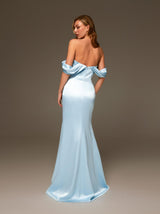 Ruched Bandeau Evening Gown in Satin