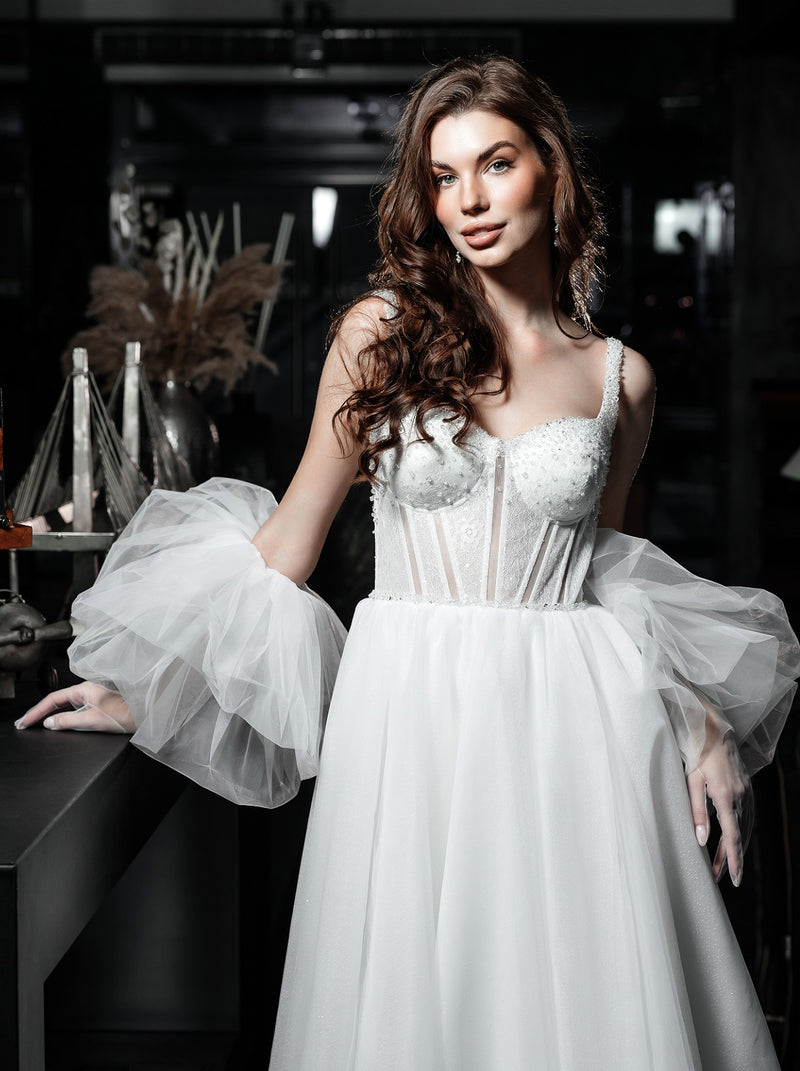 Beaded corset sparkly midi dress with accented waist La Novale Atelier Beaded corset sparkly midi dress with accented waist La Novale Atelier